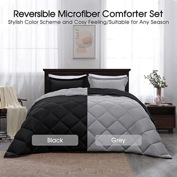 New Queen or King Size Comforter Set - Reversible Down Alternative - Picture 5 of 5